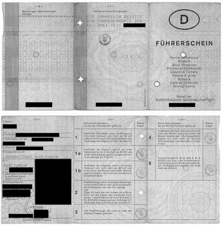 Führerschein | Musterübersetzung, Vorlage für Übersetzung